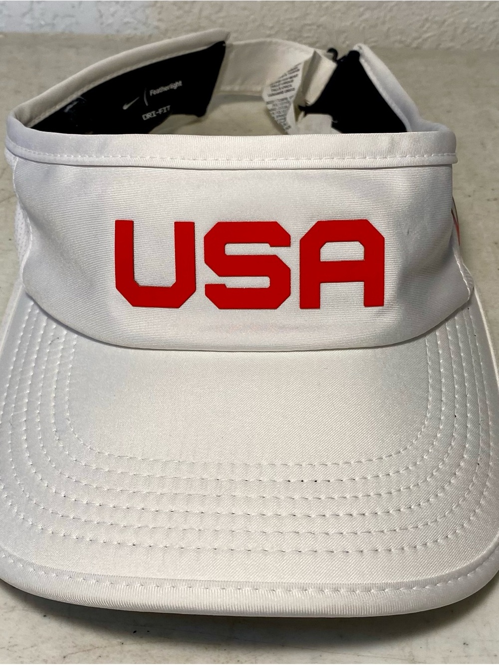 Nike Team USA AeroBill Tailwind Running Visor White Golf Dri-Fit Adjustable Hat